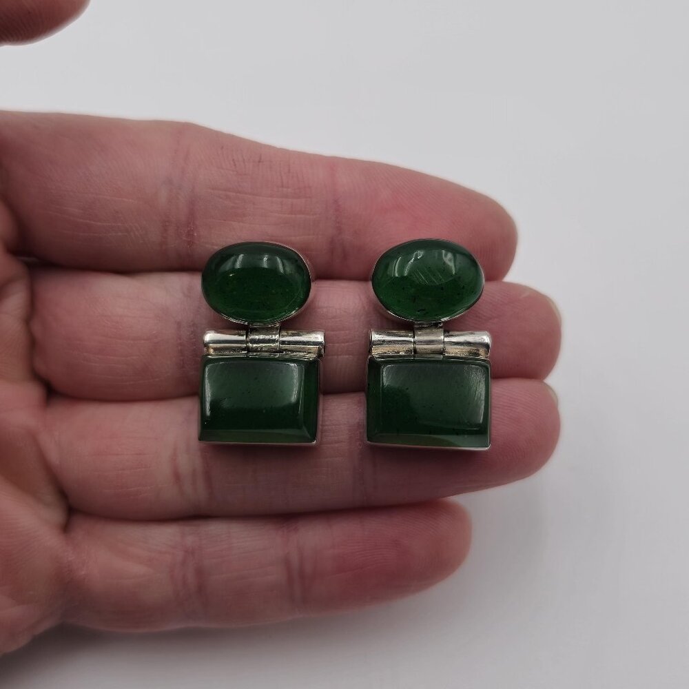 Green Stone Sterling Earrings - Elegant Women's Jewelry